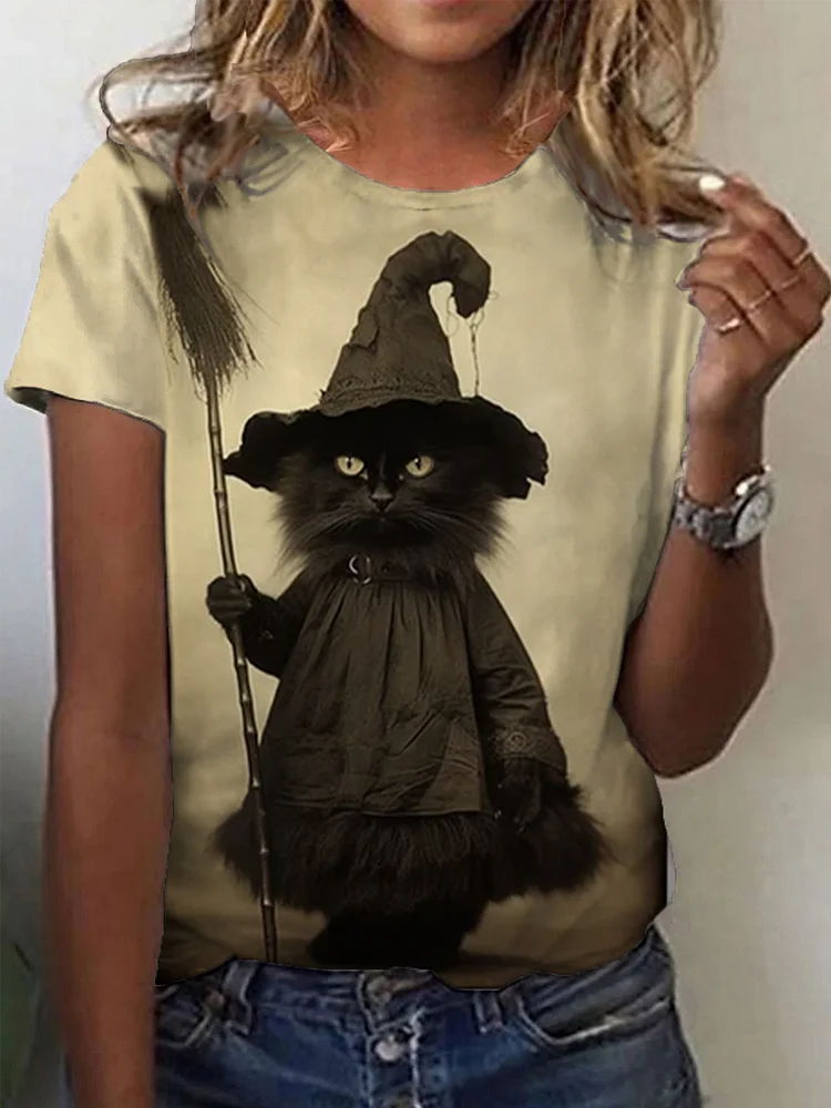 Halloween Cat Wizard T-Shirt