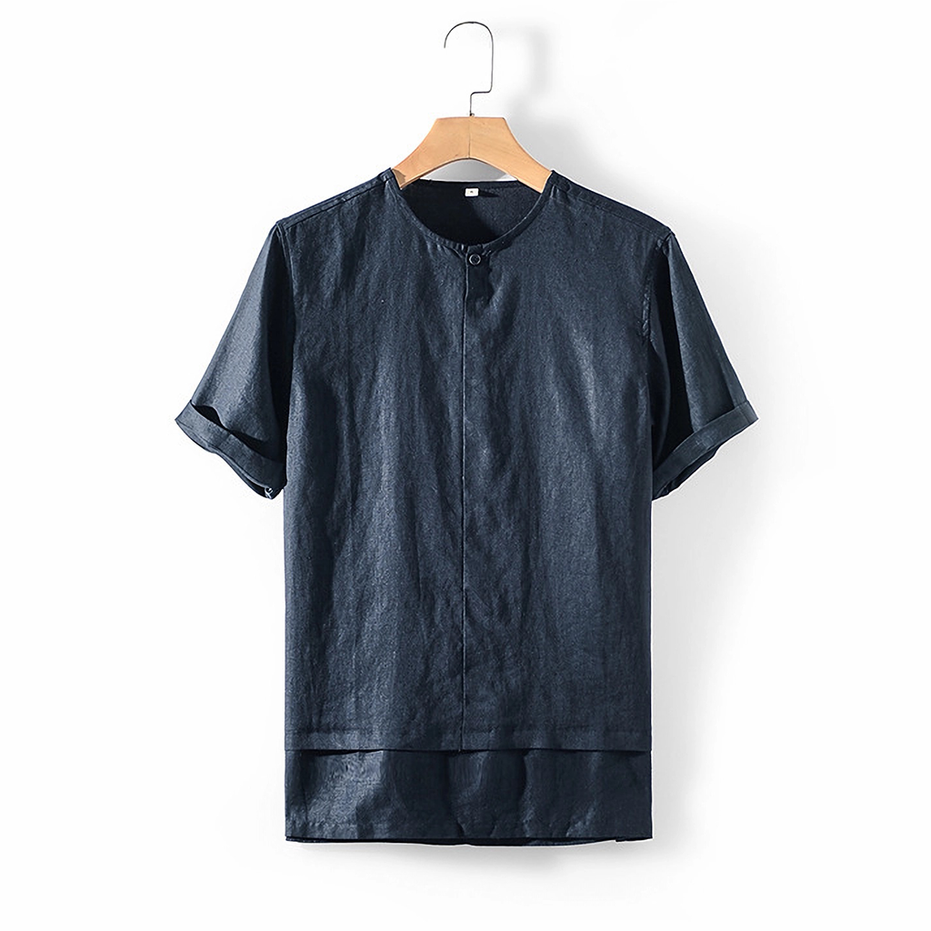 100% European Linen Pullover Men's T-shirt REAL SILK LIFE