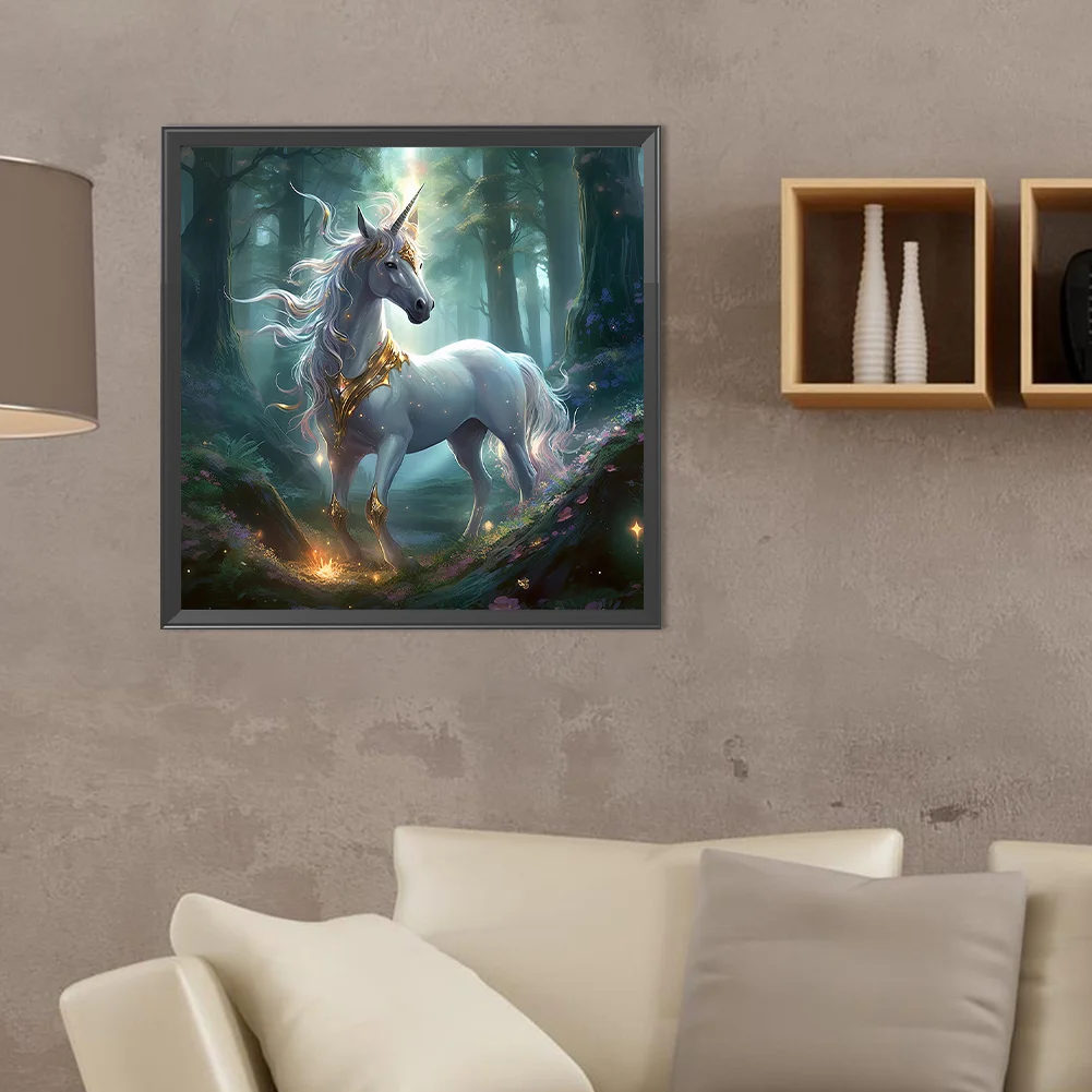 Full Round Diamond Painting 40*40cm - Forest Unicorn