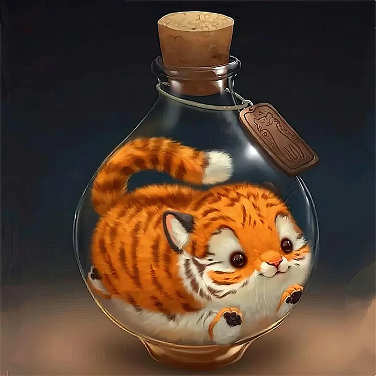 Tiger In A Bottle 40*40CM(Canvas) Full Round Drill Diamond Painting gbfke