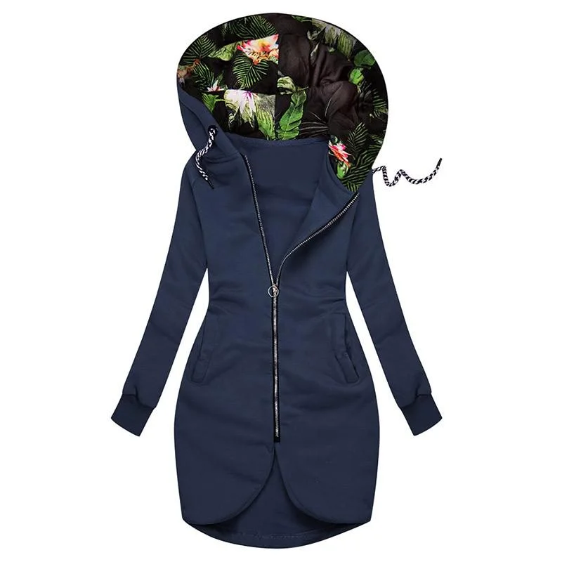 Hoodie Coat Women 2021 Autumn Winter Long Sleeve Fashion Pockets Plus Size Zipper Jacker Ladies Streetwear Casual Sweatshirt