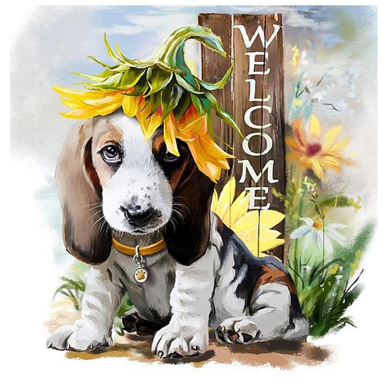 Cute Dog  Full Round Diamond Painting 25*25cm