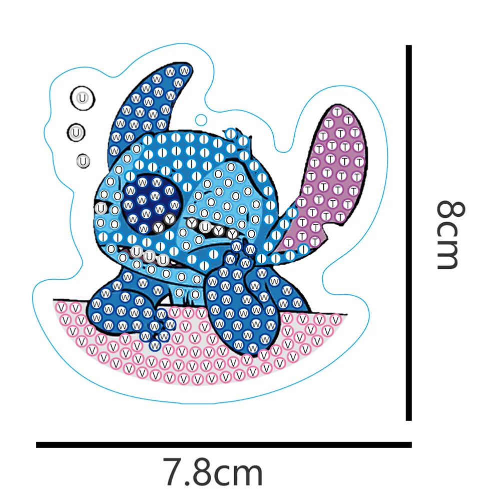 5Pcs Stitch Diamond Painting Keychain, Special Shaped Diamond Art Keychains, DIY Keychain Decoration Pendant Gift for Kids Adults(Double Sided)