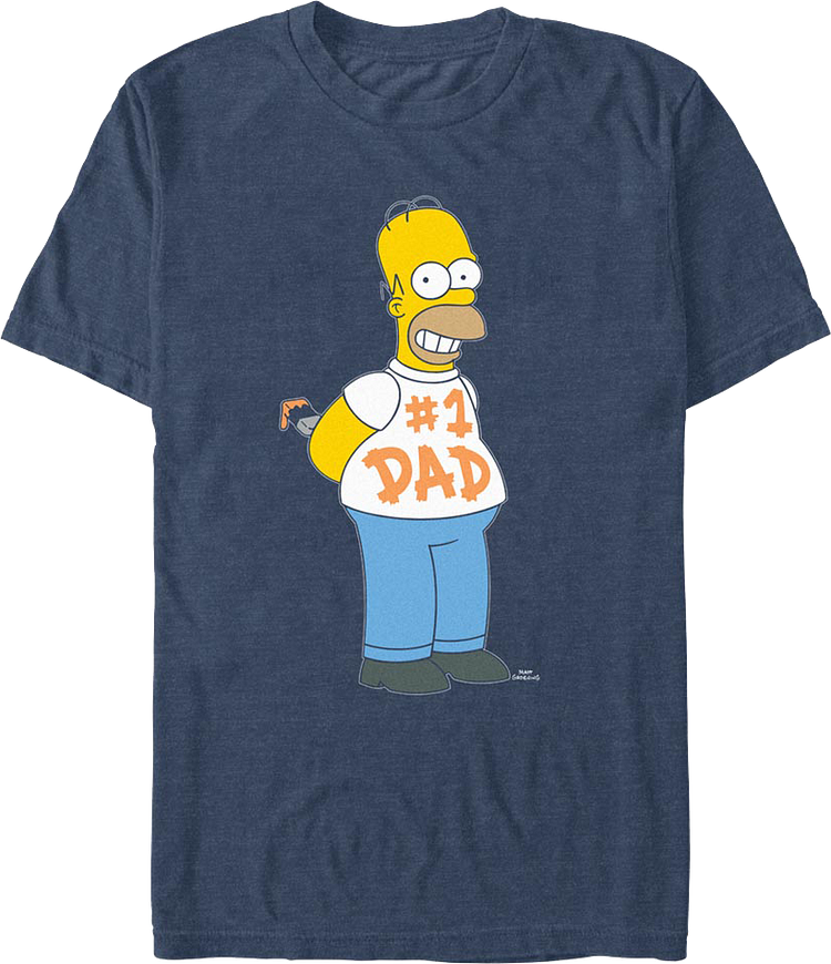 Unisex Dark Blue Dad Simpsons Printed T-Shirt Father's Day Gift