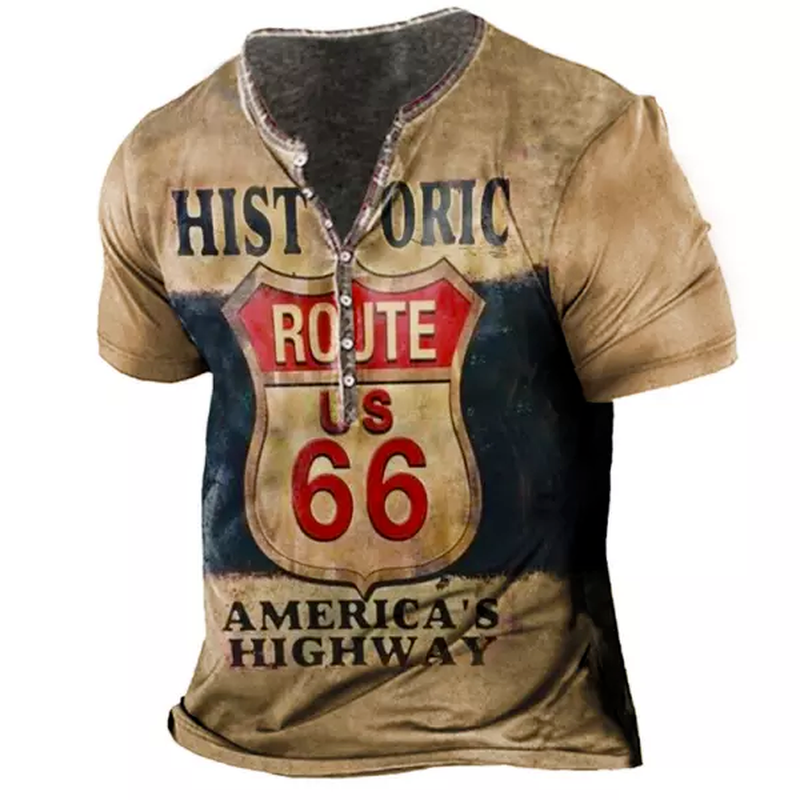 Men's Outdoor Route 66 America Highway  Polo T-Shirt