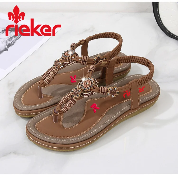 RIEKER® Bohemian drevené korálkové sandále