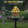 Solar Fairy-Tale Mushroom Cottage Garden Light Auto On/Off Mushroom House Statue Lawn Lights Weather-Proof Resin Mushrooms Ground Decor Lights for Yard Patio Pathway Lawn Flower Bed