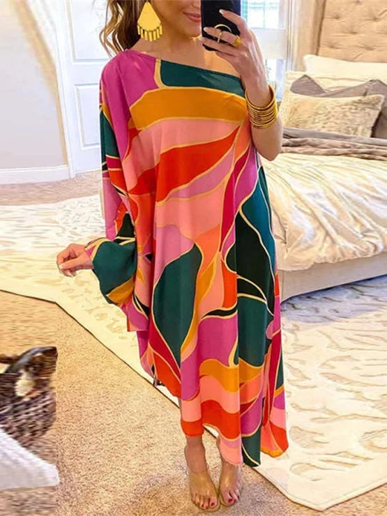 Attractive Print Multicolor Midi Dress