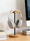 Headphone Stand with Solid Wooden Base Desktop Gaming Earphone Holder Anti-Slip for Organizing All Headphones Accessories