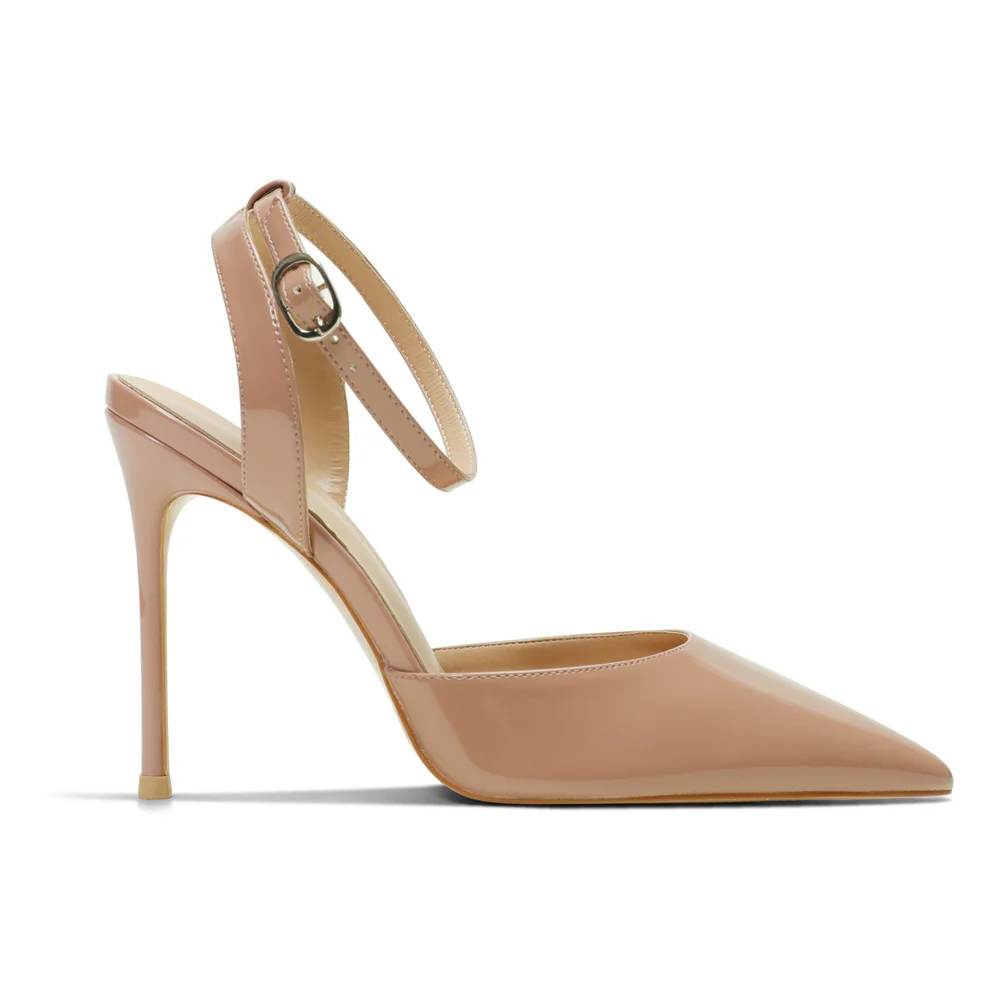 100mm Women's Slingback Ankle Buckle Pointed Toe Wedding High Heels-MERUMOTE