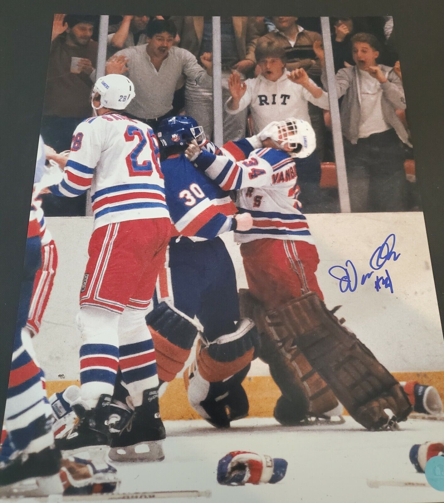 Signed 11x14 JOHN VAN BIESBROUCK New York Rangers Photo Poster painting - COA