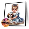 Vie d&rsquo;animaux de compagnie fille-plein diamant rond peinture-30 * 30cm