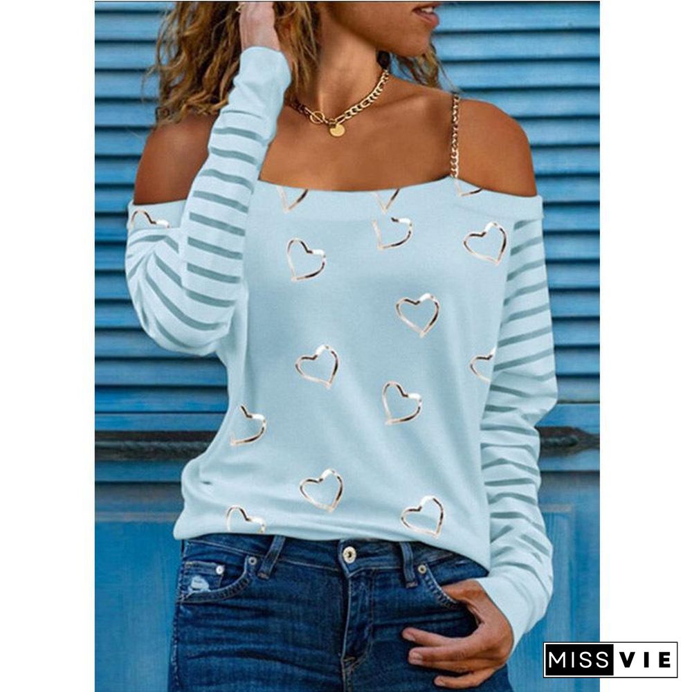 Heart Pattern Chain Shoulder Strap Top
