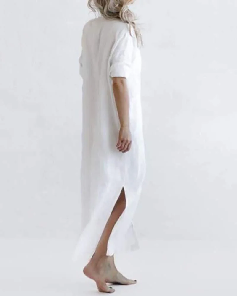 Solid Color Simple Shirt Dress