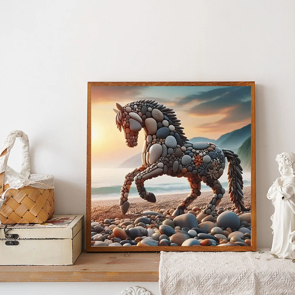 Diamond Painting - Full Round Drill - Stone Art Horse(Canvas|30*30cm)
