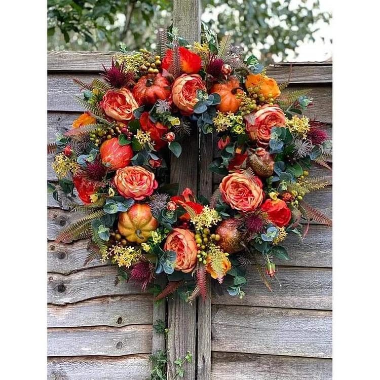 Fall Peony And Pumpkin Wreath - Year Round Wreath
