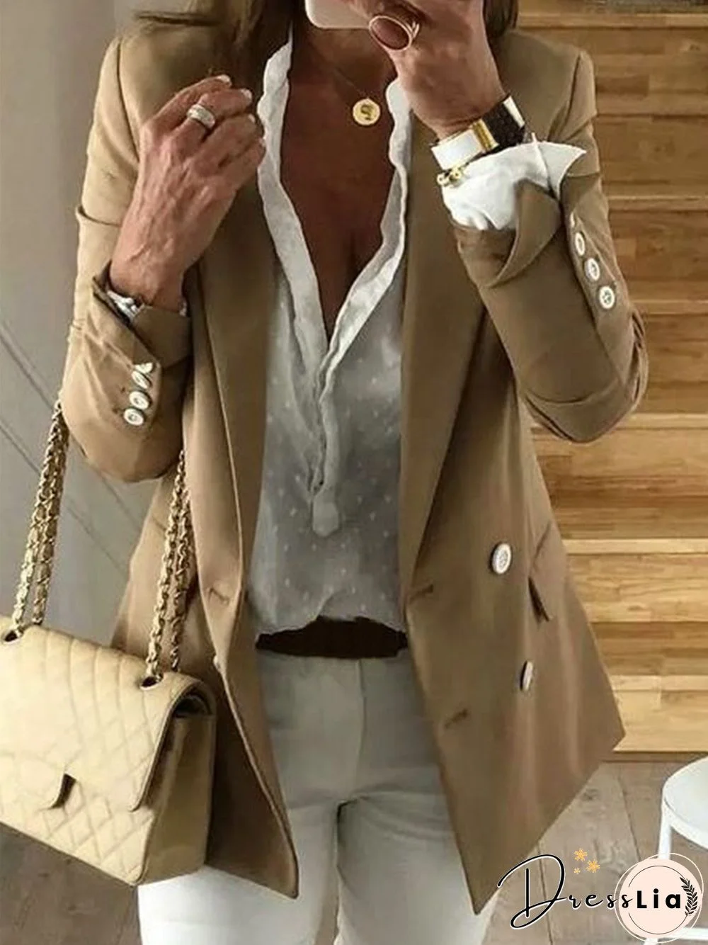 Casual Long Sleeve Outwears Blazer