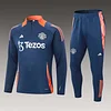 2024/2025 Manchester United Half-Pull Training Suit Royal blue Football Shirt 1:1 Thai Quality Set