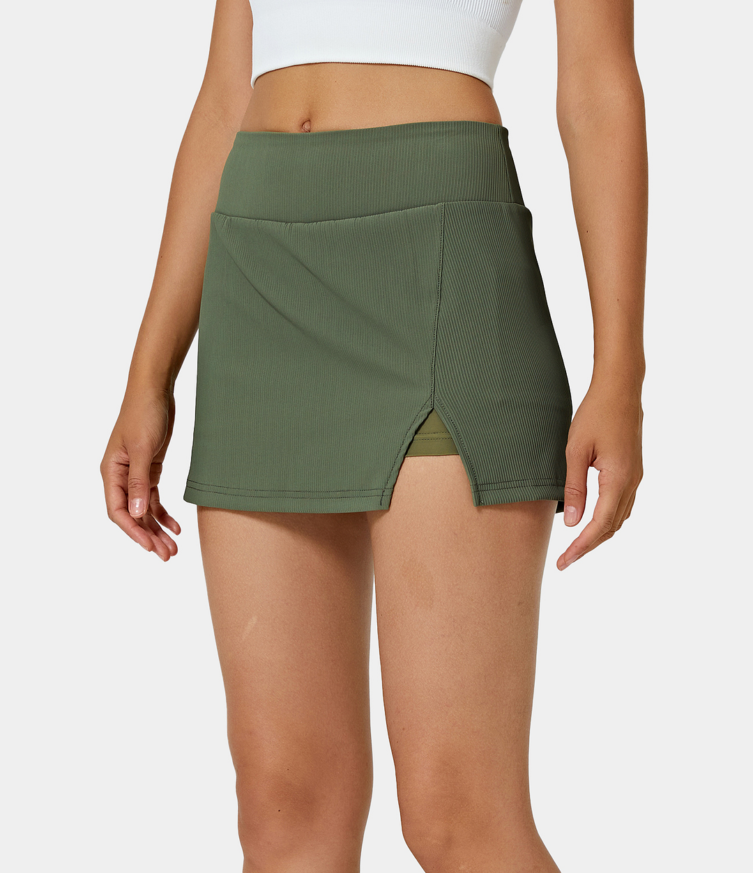 Mid Rise Split Hem 2-in-1 Skirt