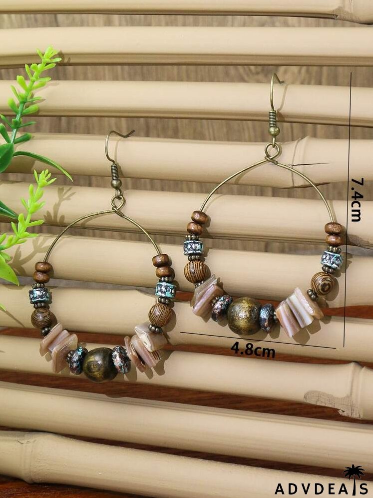 Bead Decor Circle Drop Earrings