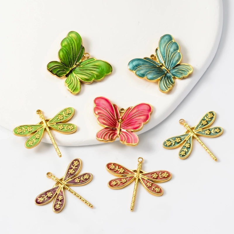 3 PCS/Package 24*27mm 304 Stainless Steel Dragonfly Butterfly Pendant Jewelry Accessories