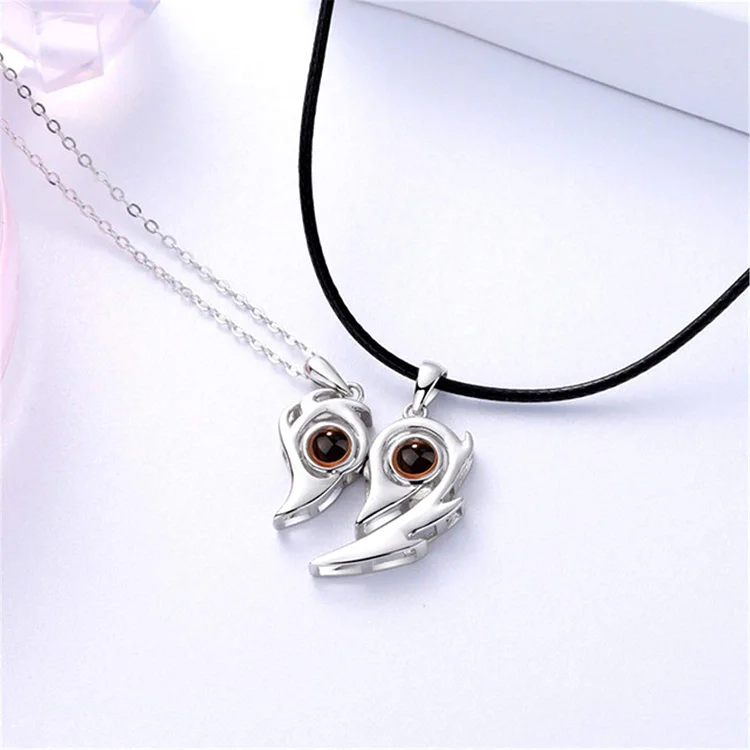 Custom Magnetic Flame Heart 100 Languages I Love You BFF Couples Necklaces-Mayoulove