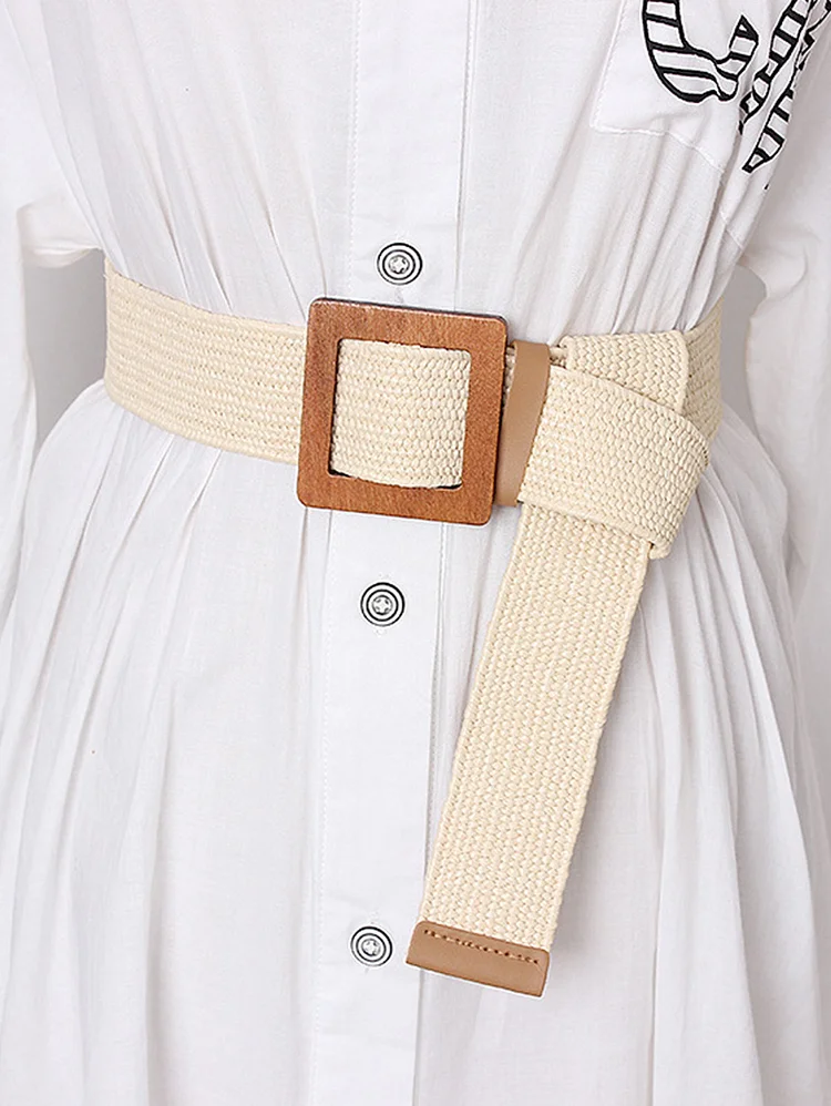 Bohemian Solid Color Braided Elastic Wide Belt