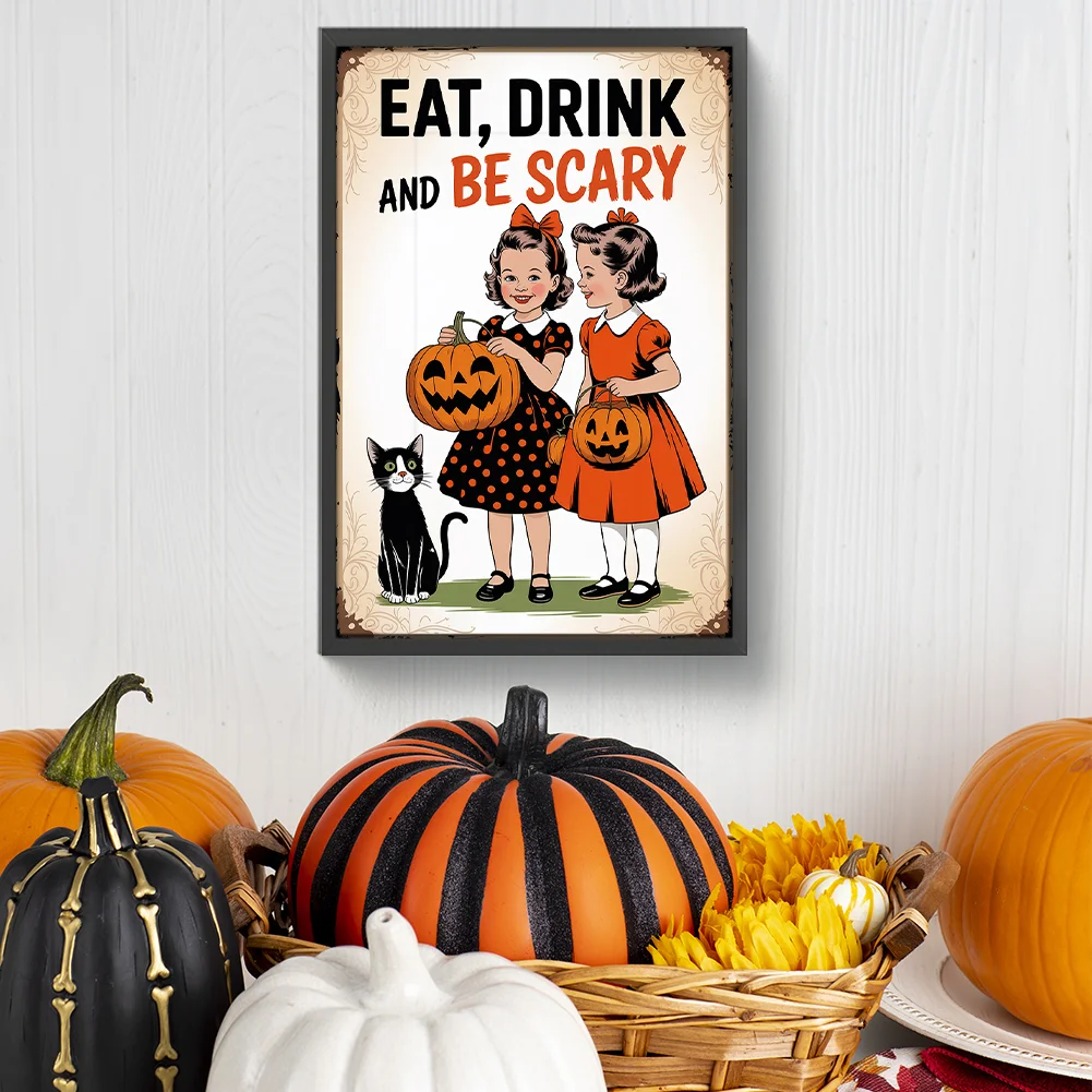 Diamond Painting - Full Round Drill - Halloween Boy Girl(Canvas|30*45cm)