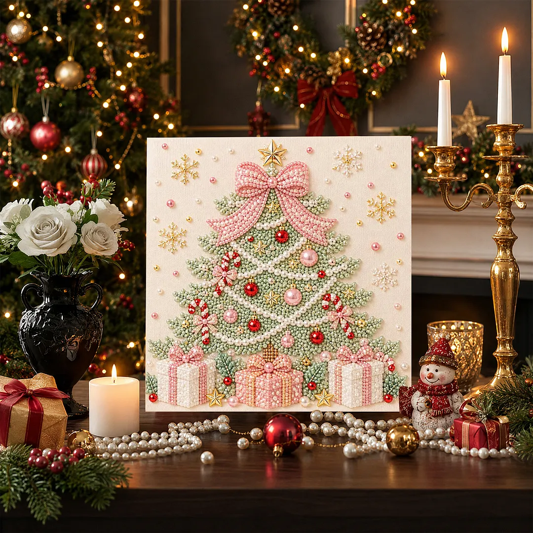 Framed Pearl Painting Kit Christmas Tree Decor 7.87x7.87in