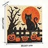 DIY Pre-Framed Halloween Pumpkin Cat Button Art Canvas Kit