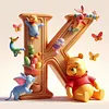 （Multi-Style)Winnie the Pooh's 26 Alphabet-Full Round Diamond Painting 30*30CM