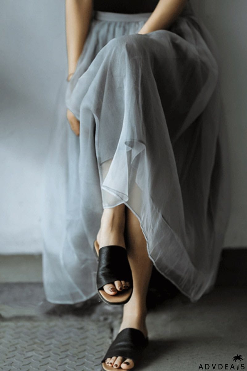 Elegant Pleated Mesh Skirt