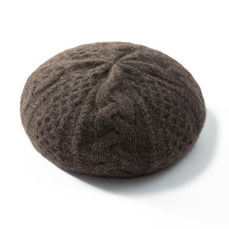 100% Cashmere Beret Braid Pattern REAL SILK LIFE