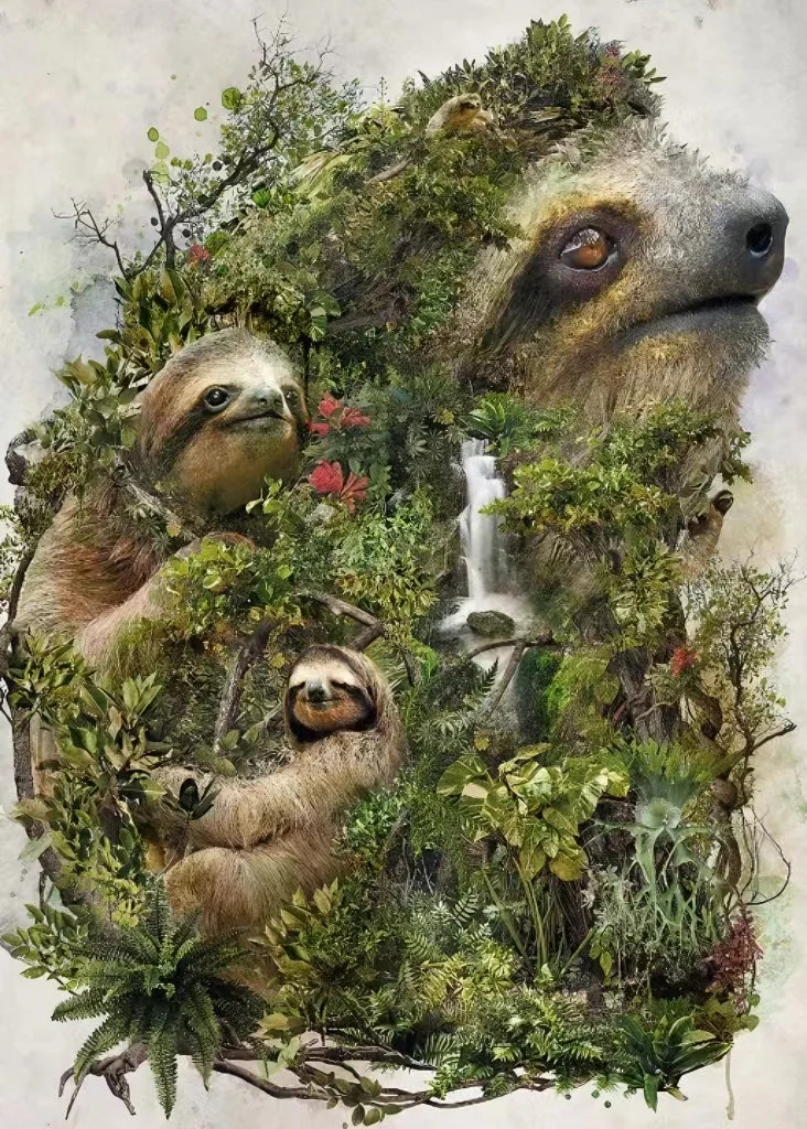  Sloth 40*55CM (Canvas)AB Round Drill Diamond Painting gbfke