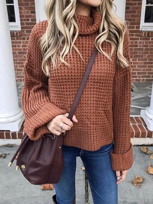 Women's solid color turtleneck sweater