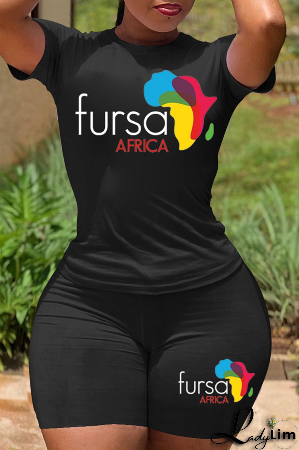 White Fashion Casual Print Basic O Neck Short Sleeve Two Pieces