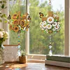 2Pcs Diamond Painting Acrylic Double Sided Cross and Flowers Wind Chime Suncatcher with Crystal Hanging Pendant