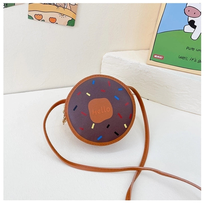 Girl’s Small Pu Leather Donuts Cute Round Zipper Crossbody Bag