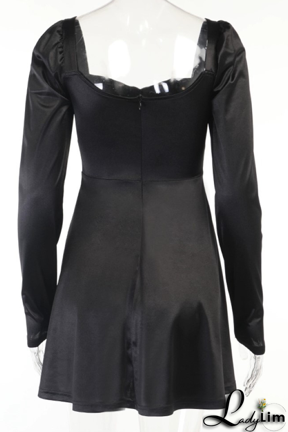 Burgundy Sexy Solid Split Joint Square Collar Cake Skirt Dresses