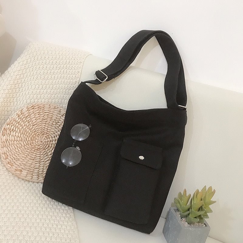 Women's Bag 2021 Female Tote Canvas Simple Soft Fashion Messenger Bolsas Quality Shopper Crossbody New Designer Shoulder Bags