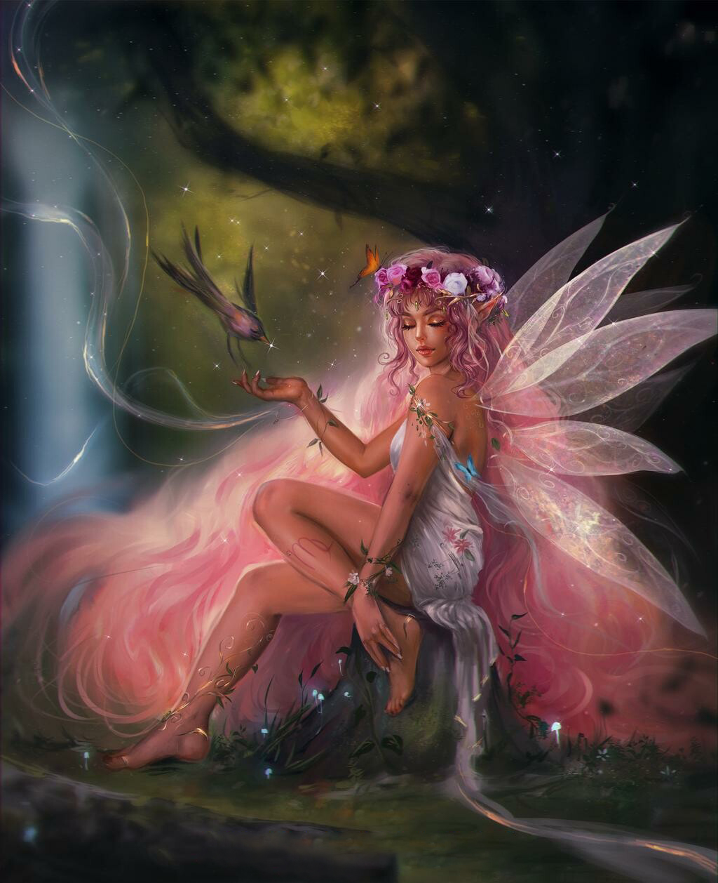 Fairy Elf Angel Cool Girl 40*50CM(Canvas) Full Round Drill Diamond Painting gbfke