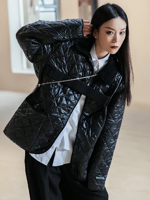 Casual Solid Color Quilted Padded Coat