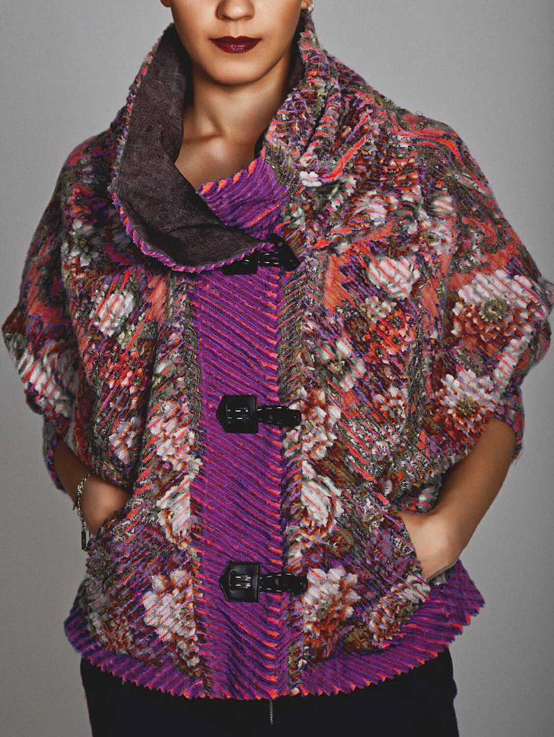 Women Ethnic Flower Stand Collar Cotton Coat