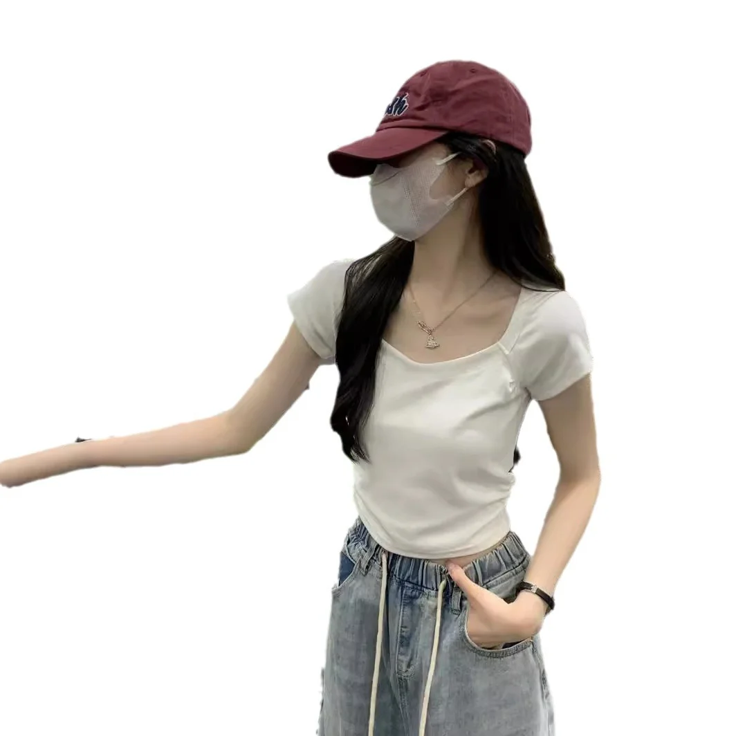 Uveng Uveng Short-Sleeved T-Shirt Women's Wear 2024 New Thin Temperament Summer Leisure Versatile Students Short Clothes