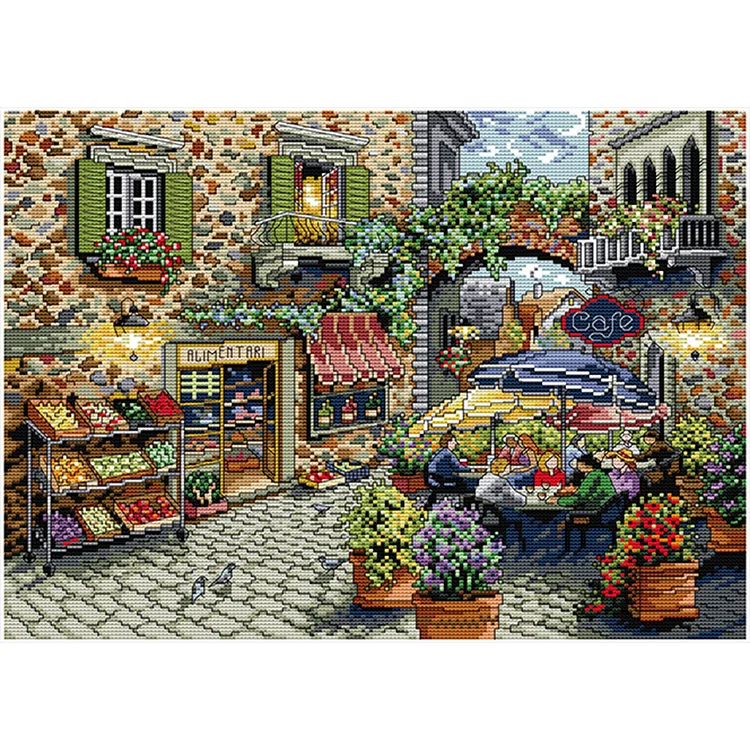 Joy Sunday Coffee Shop 14CT Stamped Cross Stitch 43*35CM