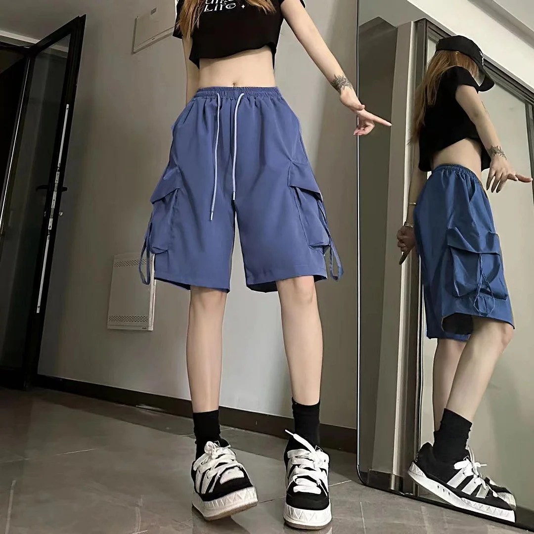 Uveng Uveng Shorts Female 2024 Summer New Thin Money Outside Wear Wide Legs Casual Show Thin Speed Dry Cargo Pants Five Points