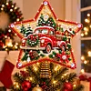 DIY Diamond Painting Christmas Tree Topper Star, Acrylic Holiday Tree Top Decoration with Spring Base, Removable Tabletop Christmas Decor
