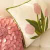 French Style Tulip Floral Embroidery Home Living Creative Cushion Pillow Cover