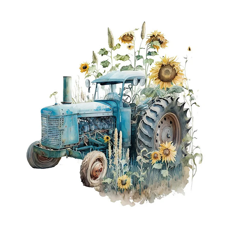 Retro Nostalgic Sunflower Truck 30*30CM(Canvas) Full Round Drill Diamond Painting gbfke