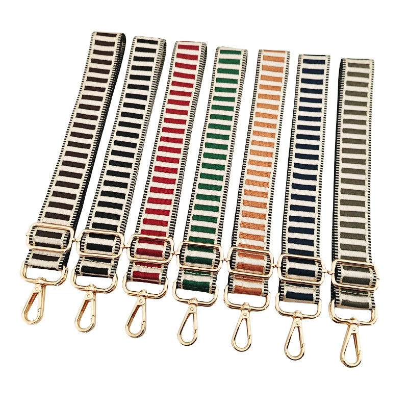 Polyester Cotton Color Block Bag Strap